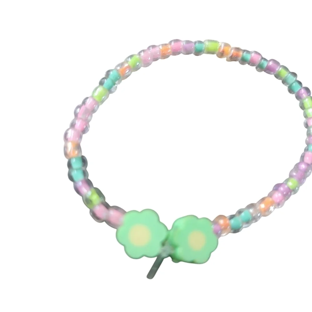 Colorful Beaded Bracelet with Flower Charm